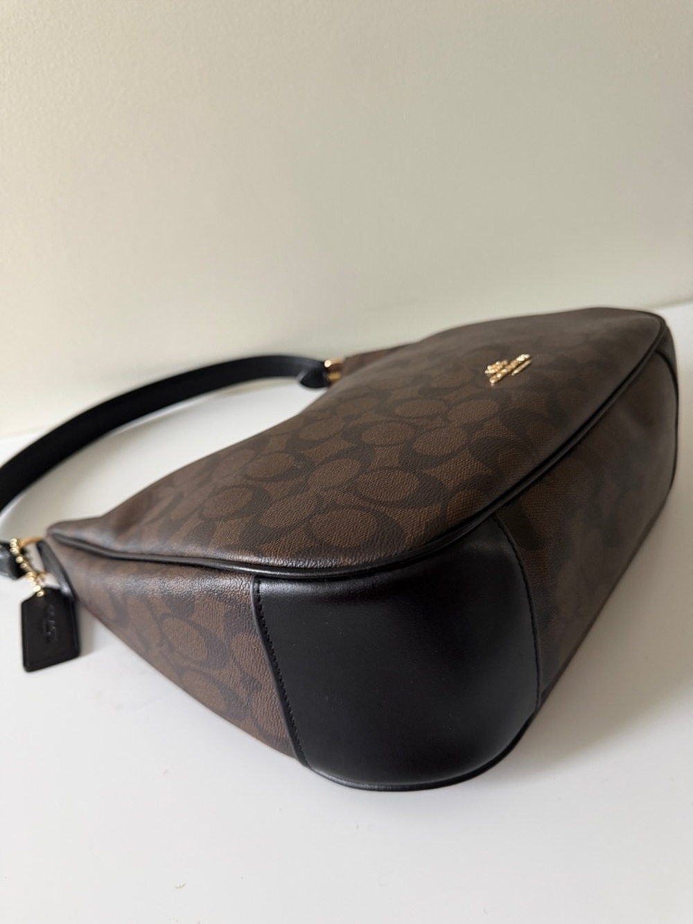 Coach Brown/Black Signature Canvas Hobo Shoulder Bag - Picture 9 of 15